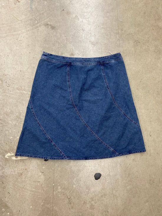 VTG Blue Denim Flowy Mini Skirt Sz 38