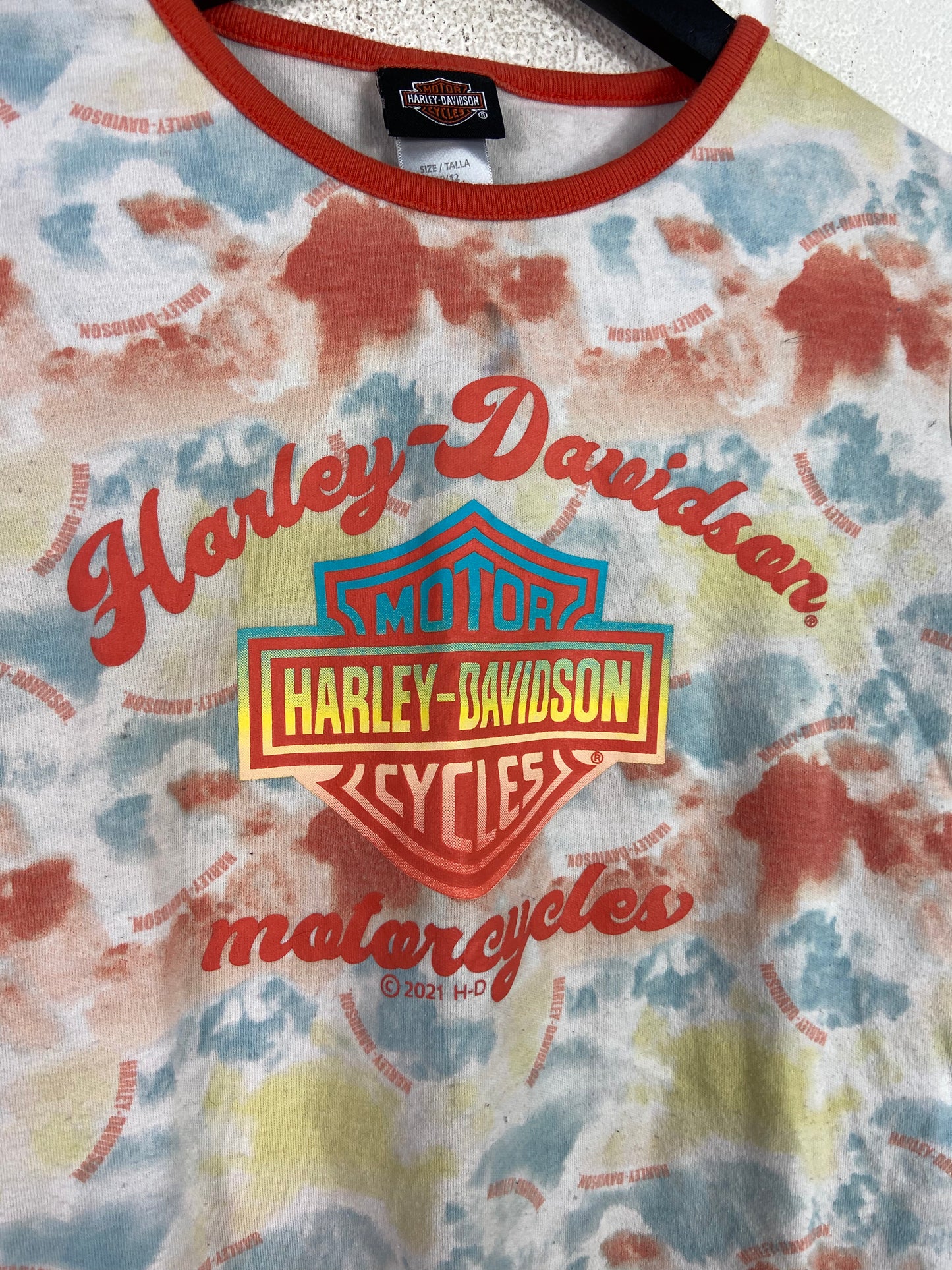 Harley Davidson Tie Dye Baby Tee Sz Wmns S