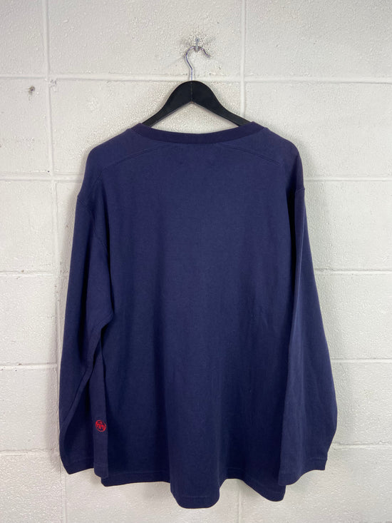 Y2K Paco Jeans Navy V-Neck Crewneck Sz L