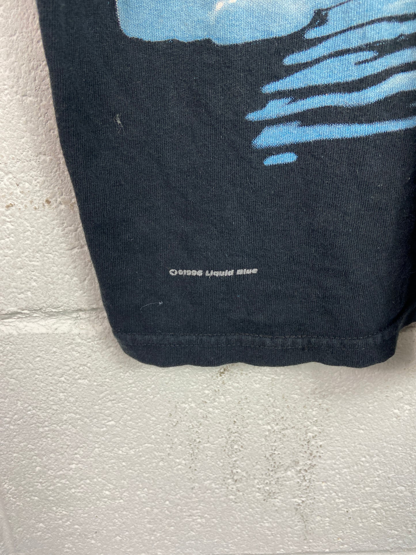 Y2K Liquid Blue Wolf All Over Print Tee Sz XL
