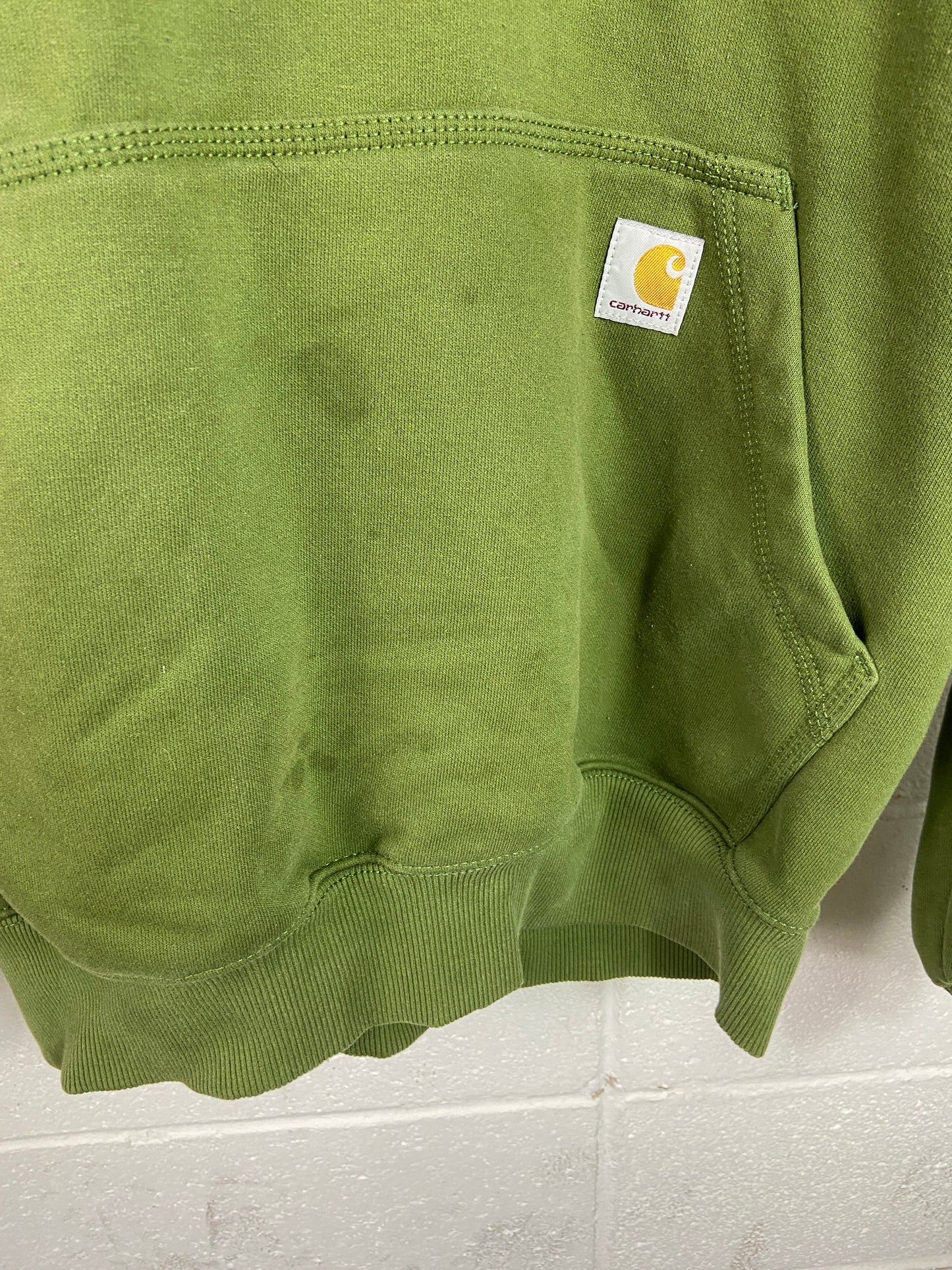 Carhartt Olive Green Quarter Zip Hooded Sweatshirt Sz L