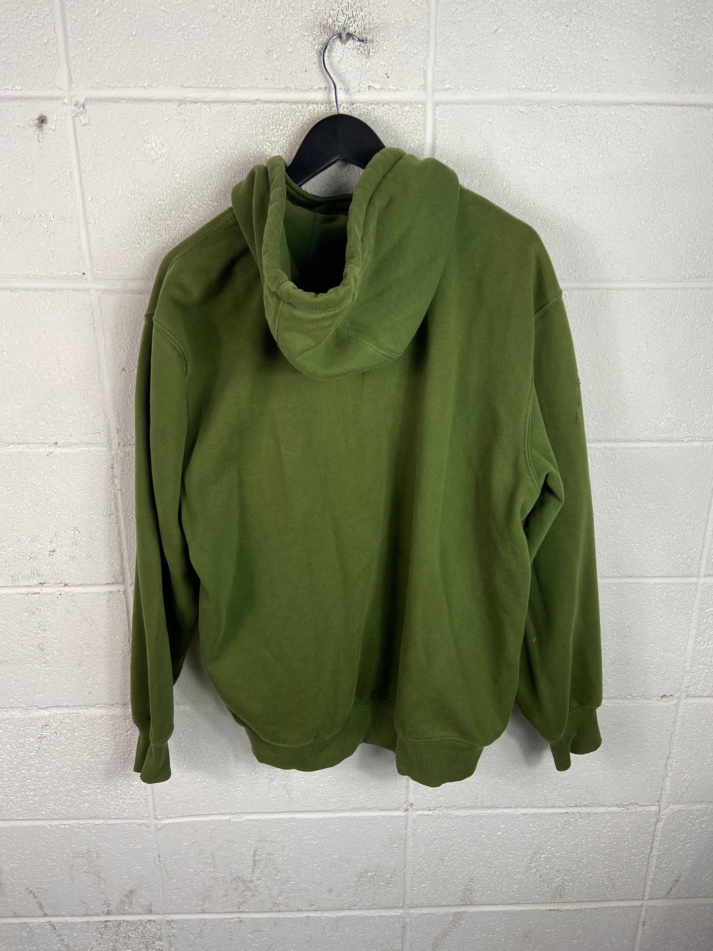 Carhartt Olive Green Quarter Zip Hooded Sweatshirt Sz L