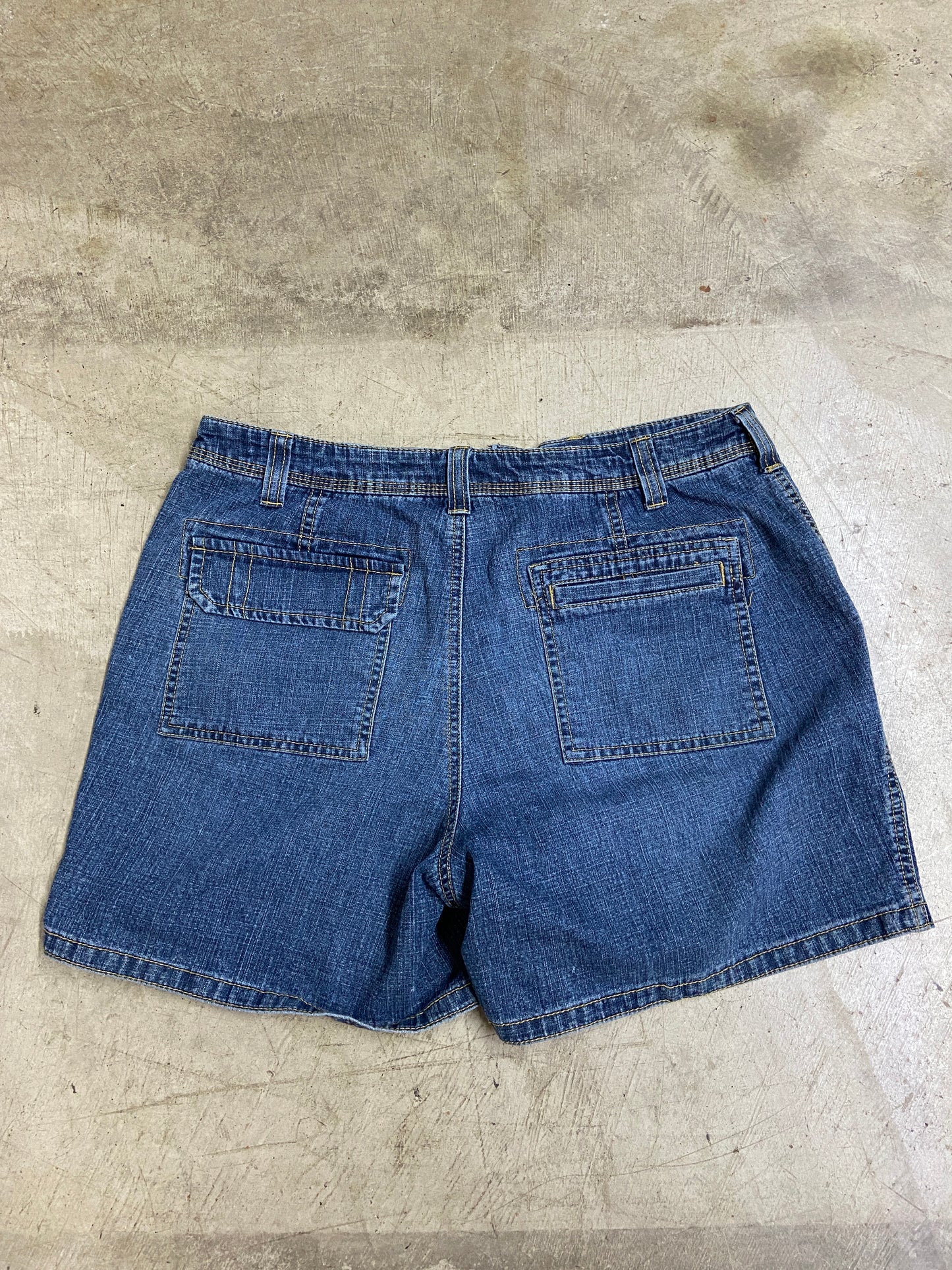 Y2K Blue Denim Square Pocket Wmns Shorts Sz 32
