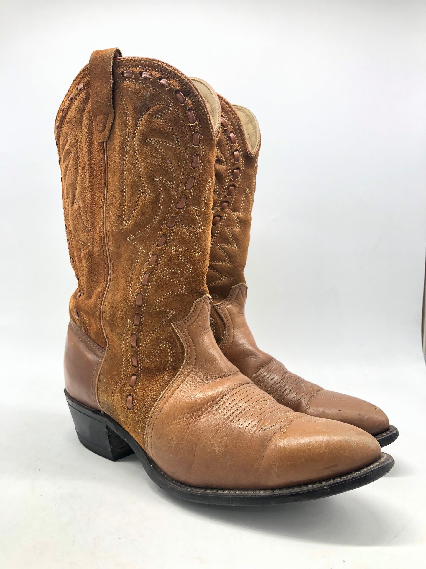 Chesnut Suede/Leather Cowboy Boots Sz 12D