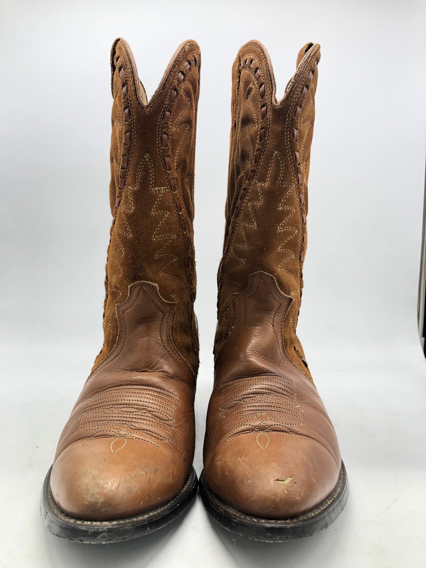 Chesnut Suede/Leather Cowboy Boots Sz 12D