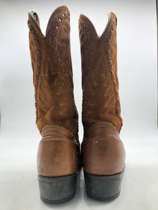 Chesnut Suede/Leather Cowboy Boots Sz 12D