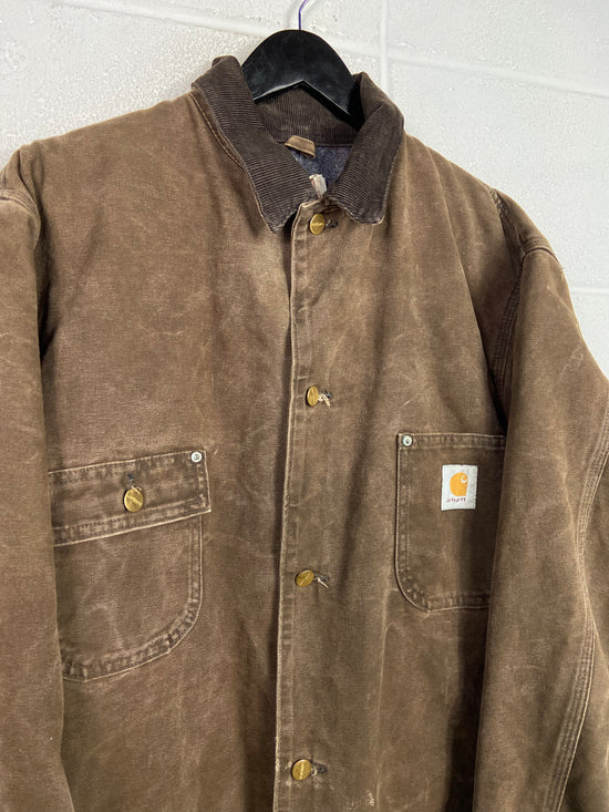 VTG Carhartt Brown Chore Jacket Sz Large Tall