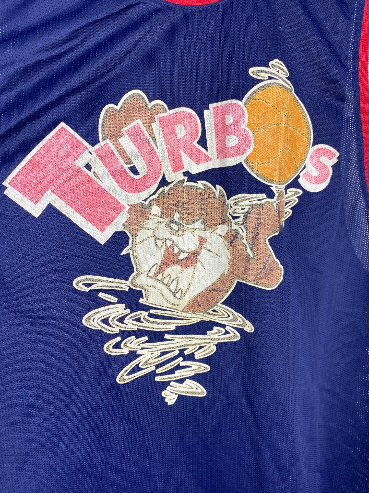 VTG Looney Tunes #32 Taz Turbos Basketball Jersey Sz M