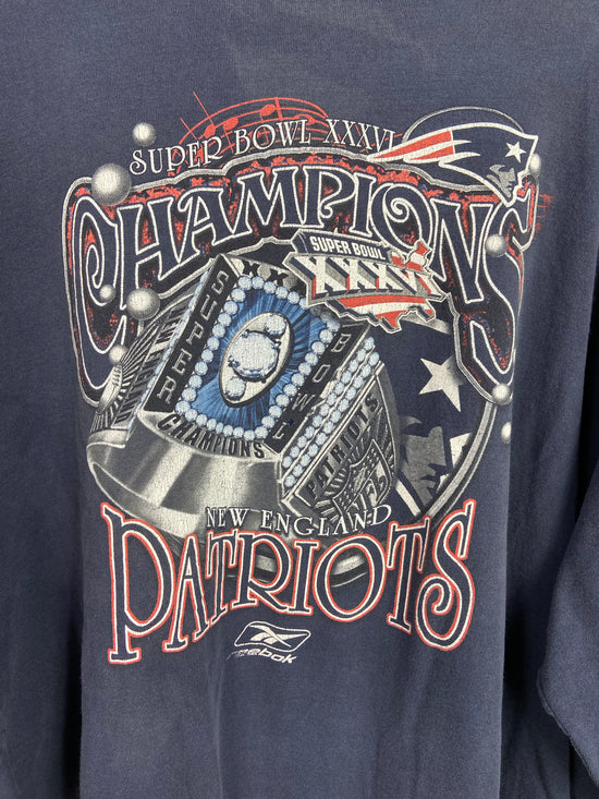 Y2K New England Patriots Super Bowl Ring Reebok L/S Tee Sz 3XL