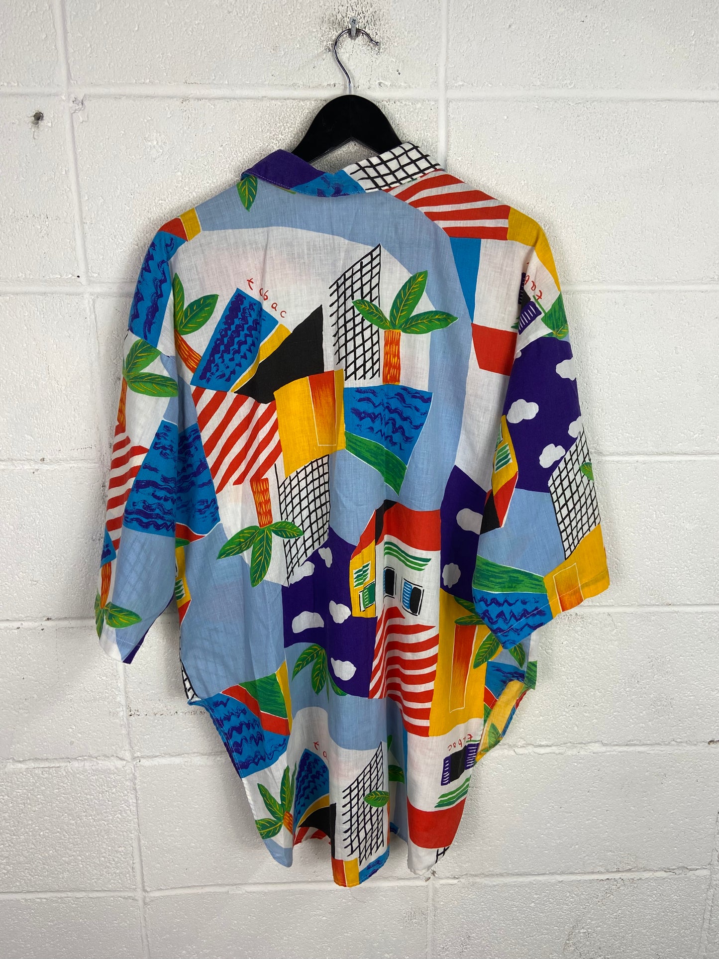 VTG MS Sport Abstract S/S Button Up Shirt Sz XL