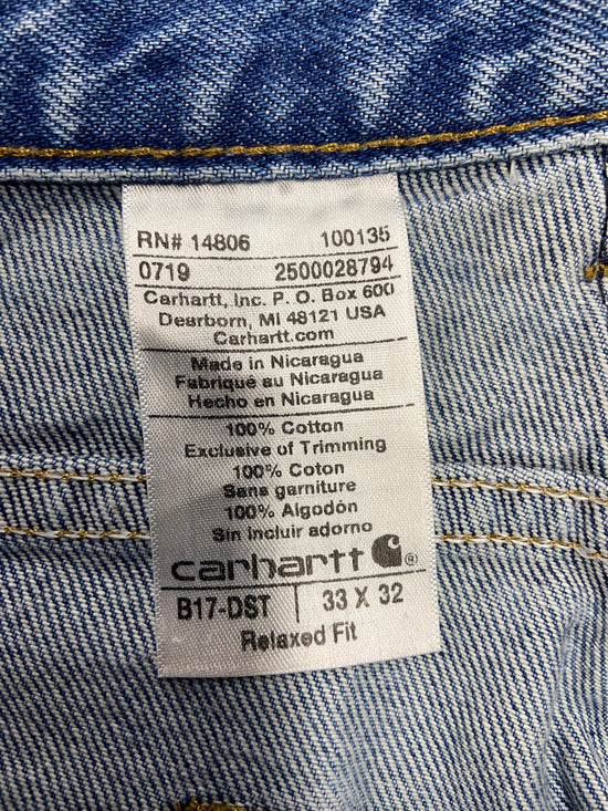 VTG Carhartt Blue Denim Straight Leg Jeans Sz 32x32