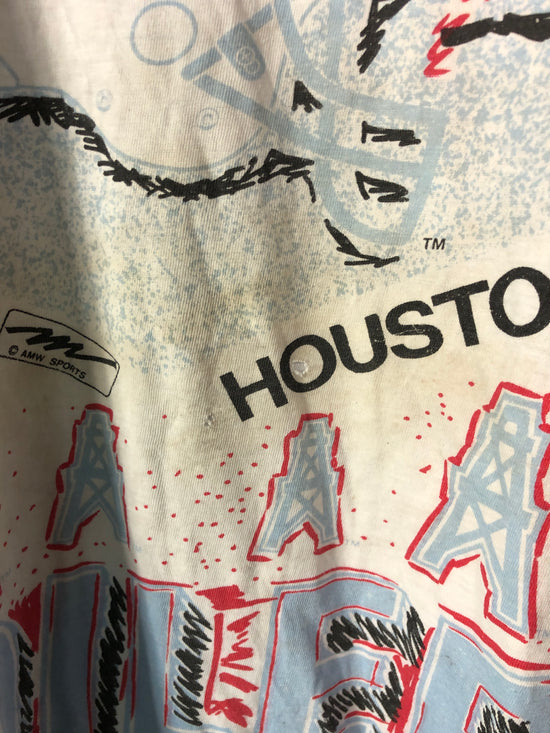 VTG Houston Oilers Magic Johnson All Over Print Tee Sz L