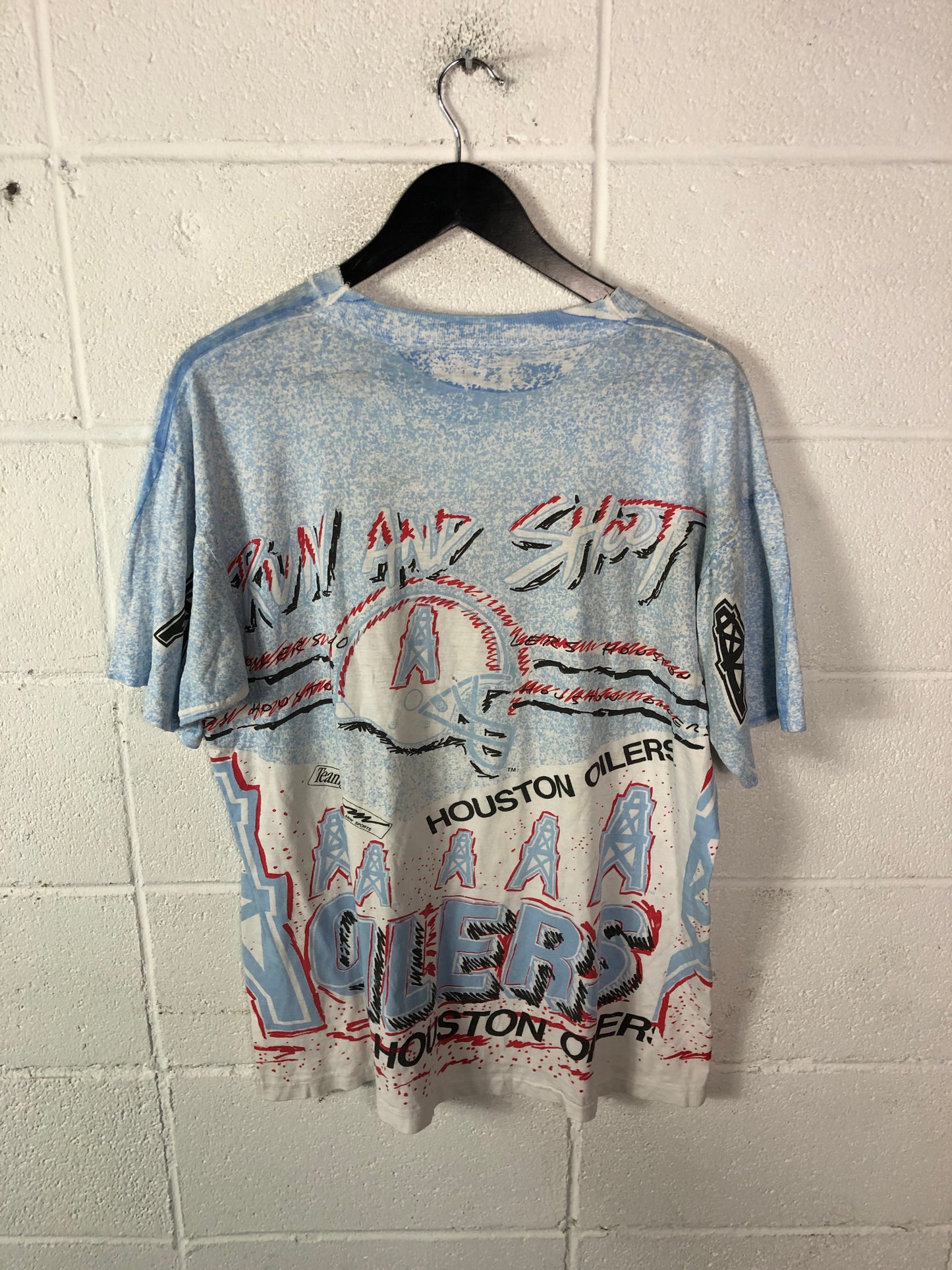 VTG Houston Oilers Magic Johnson All Over Print Tee Sz L