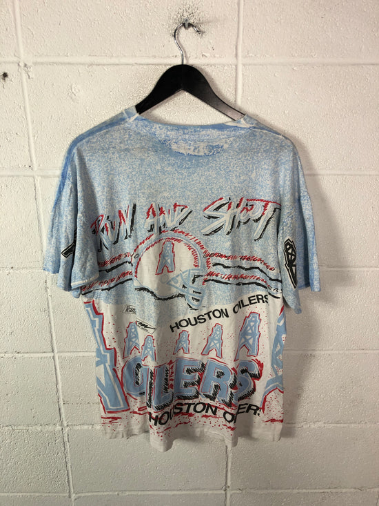 VTG Houston Oilers Magic Johnson All Over Print Tee Sz L