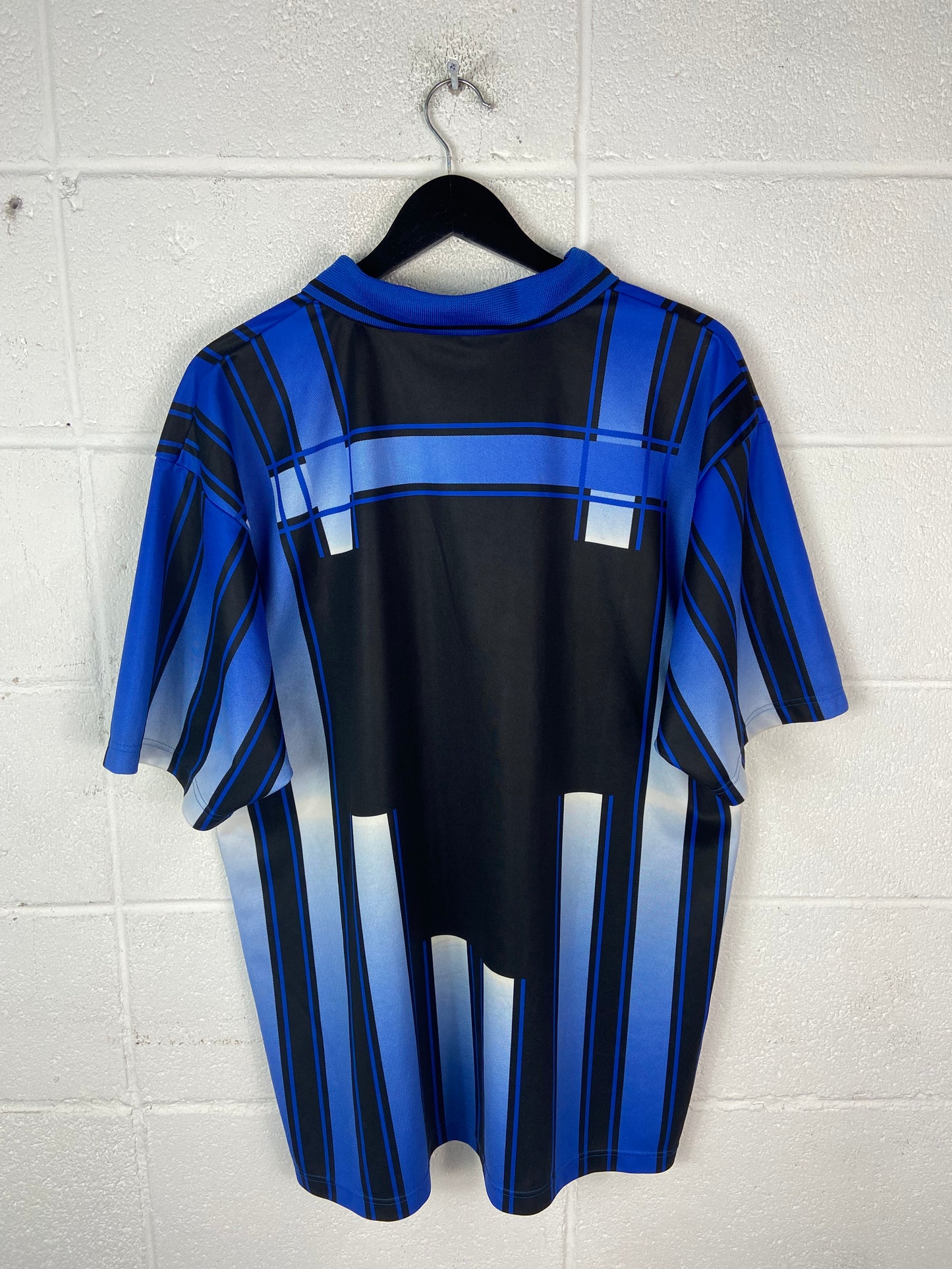 VTG Umbro Blue Striped Collared Soccer Jersey Sz XL