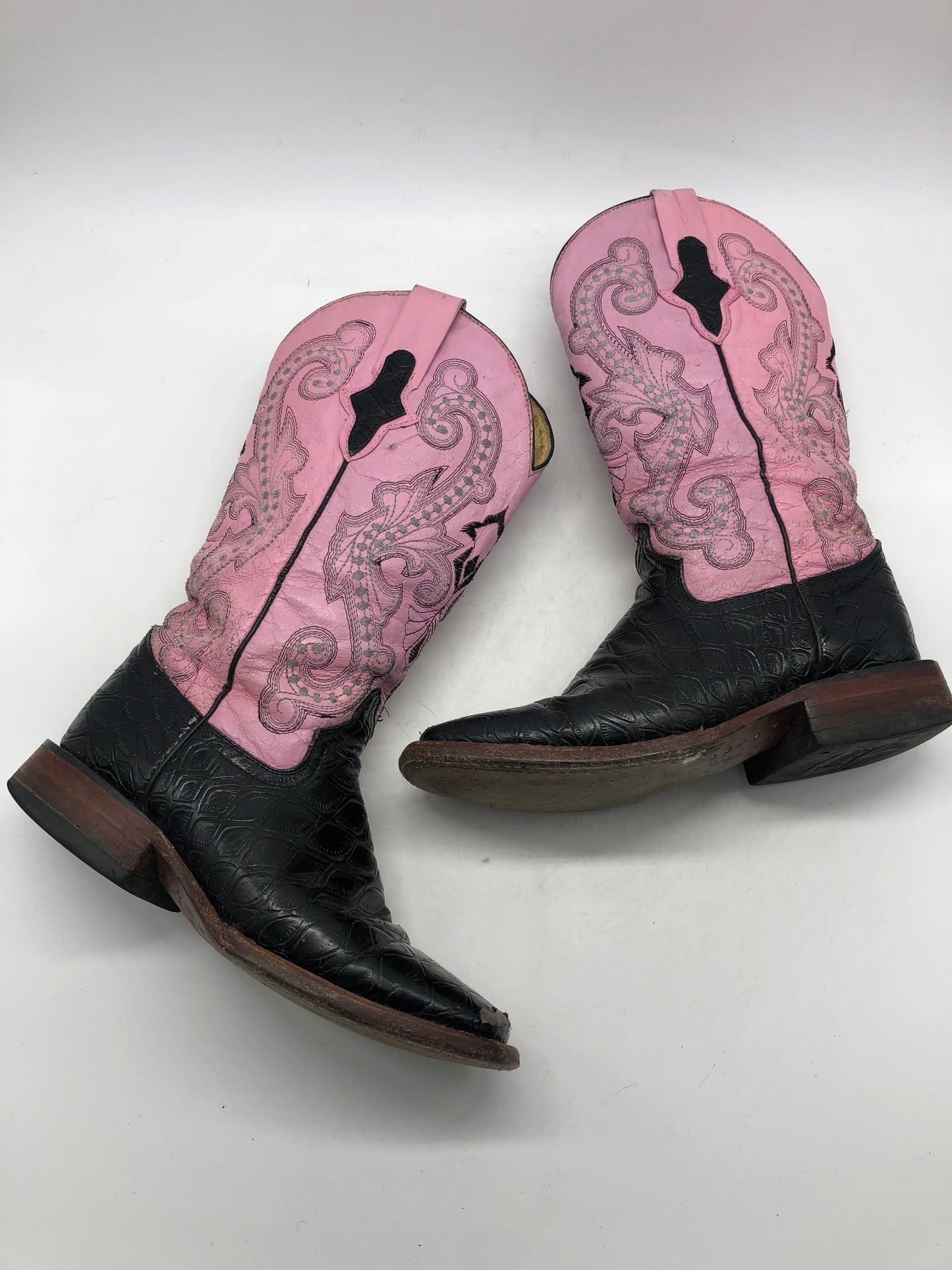 Ferrini Pink Square Toe Cowboy Boots Sz 6W