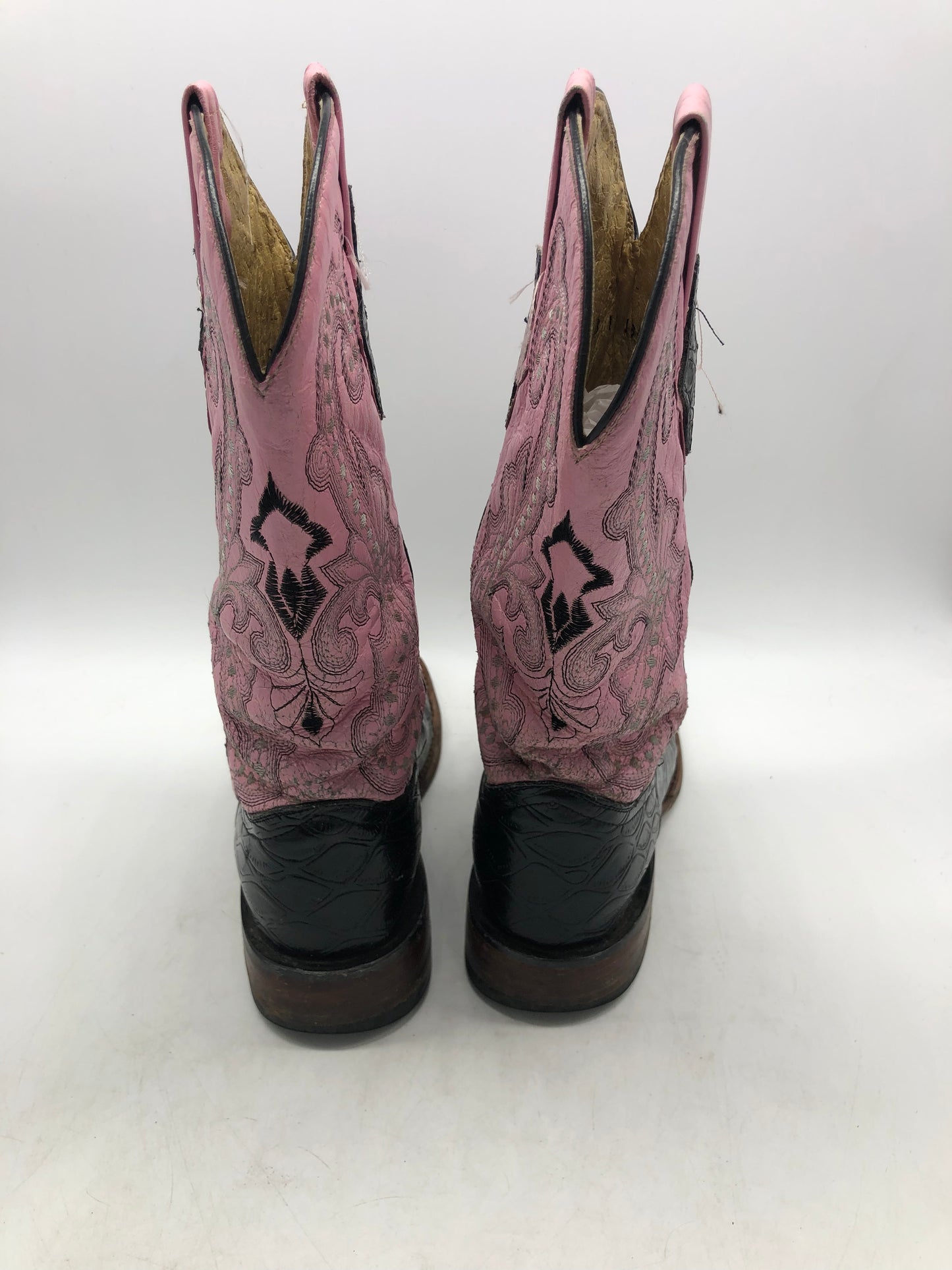 Ferrini Pink Square Toe Cowboy Boots Sz 6W