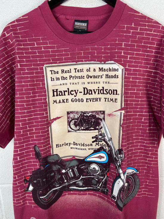 VTG Harley Davidson Brick Motorcycle Tee Sz L