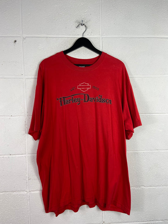 Y2K Harley Davidson Red Spellot Tee Sz XXL