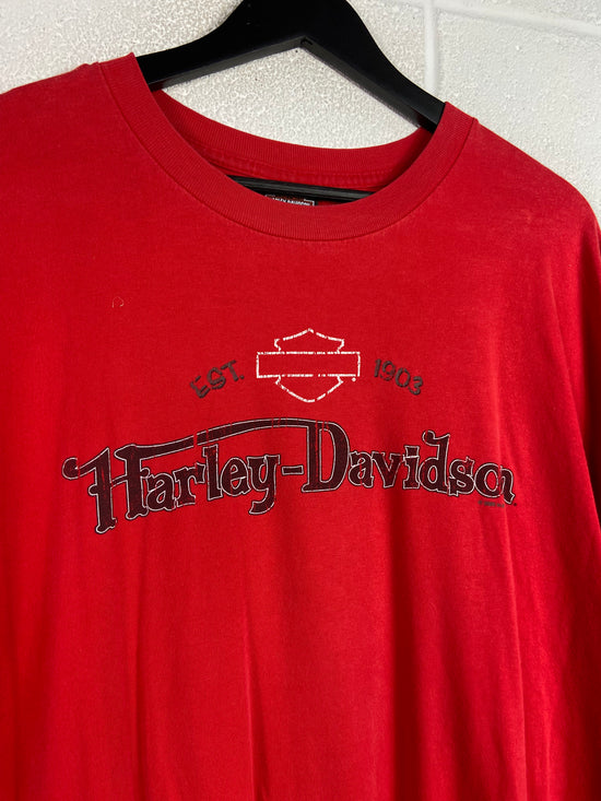 Y2K Harley Davidson Red Spellot Tee Sz XXL