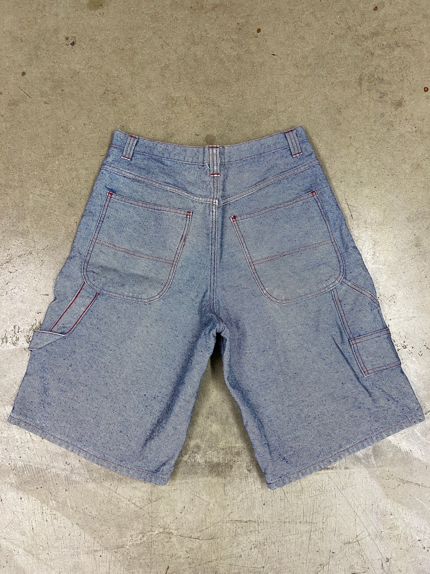 Y2K Red Contrast Stitch Denim Shorts Sz 38