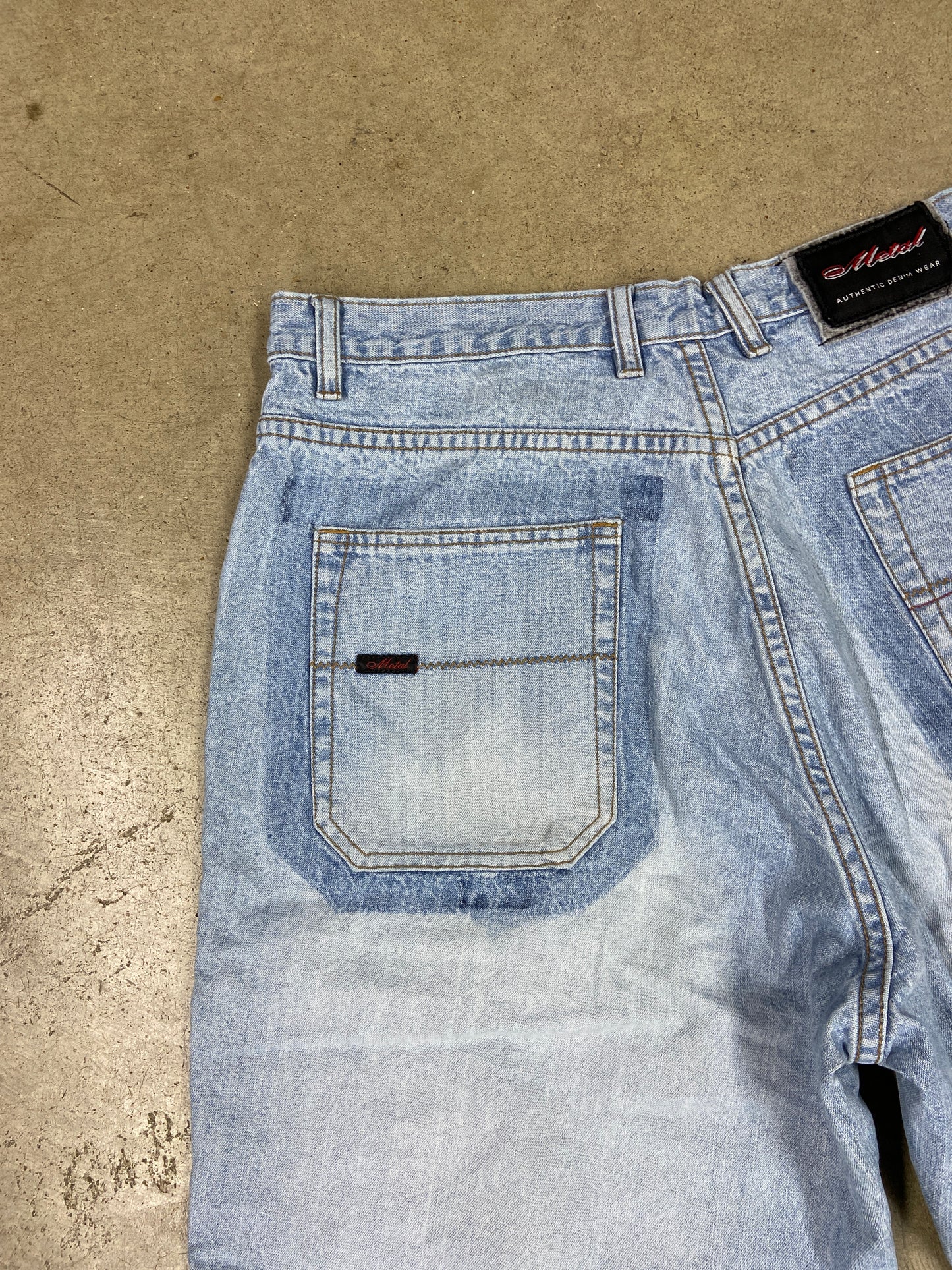 Y2K Metal Denim Panelled Shorts Sz 38