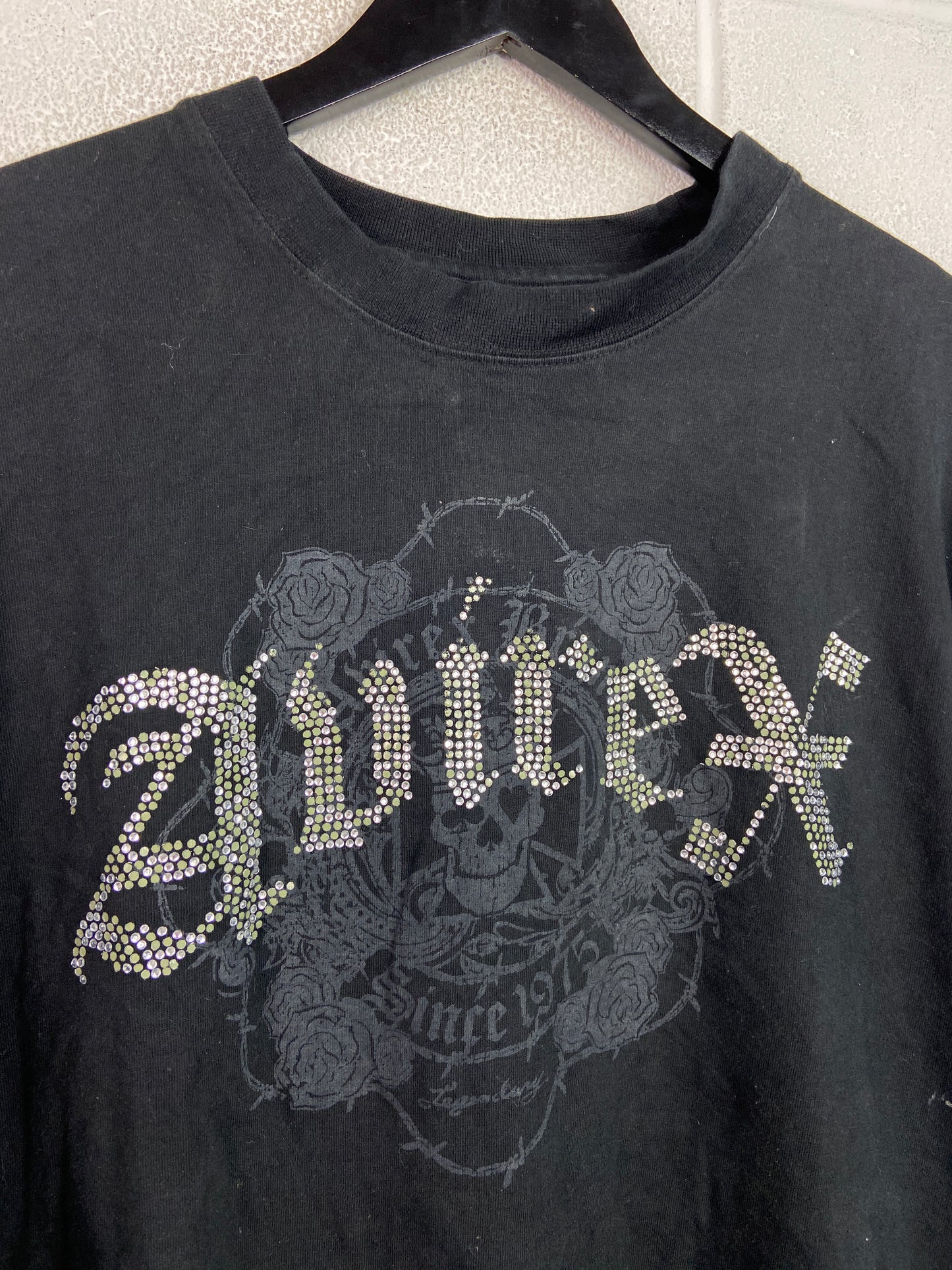 Y2K Avirex Rhimestone Black Tee Sz 2XL