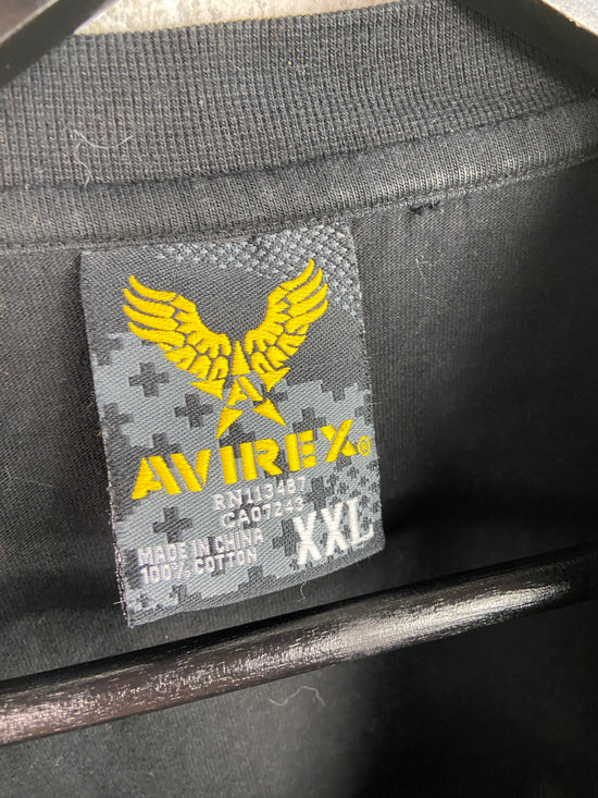Y2K Avirex Rhimestone Black Tee Sz 2XL