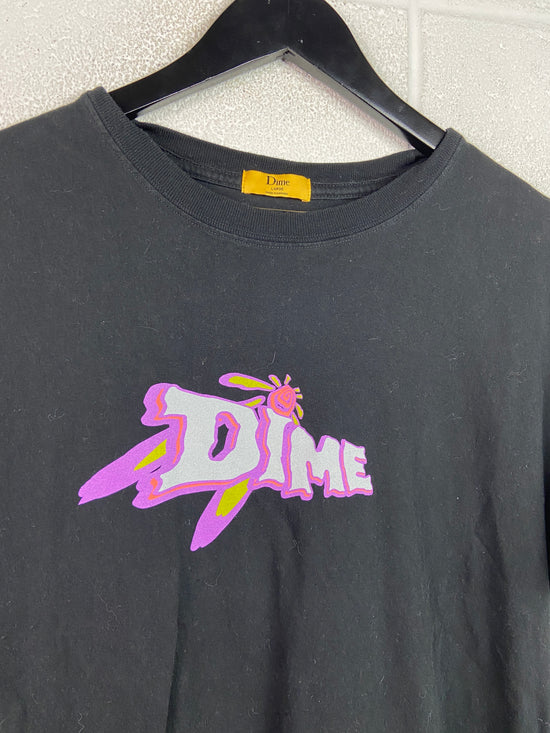 Dime Purple/Gray Spellout Tee Sz L