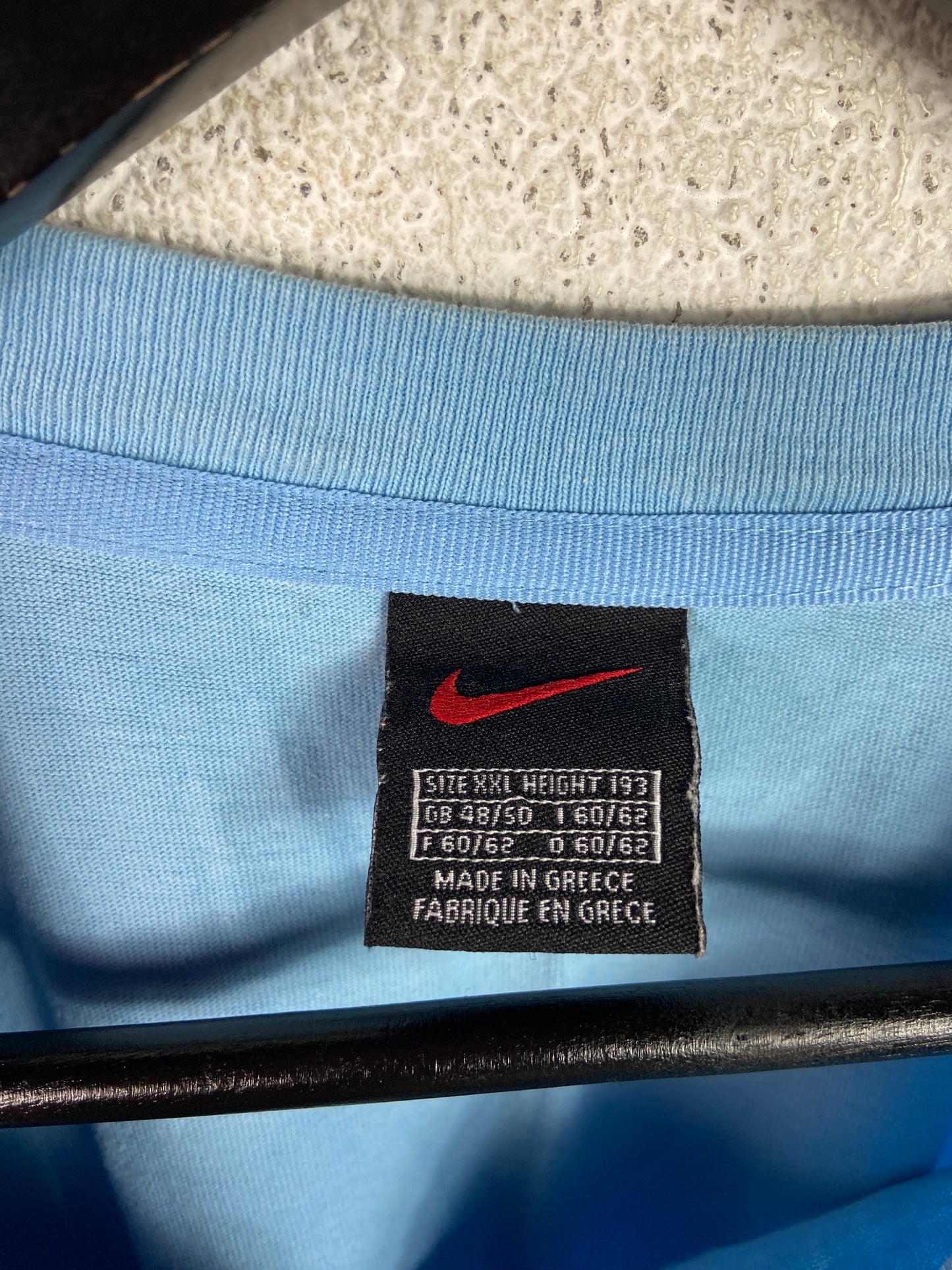 VTG Nike Baby Blue Mini Check Tee Sz 3XL