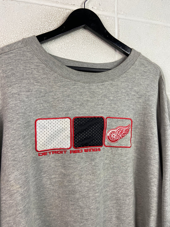 VTG Blueline Detroit Red Wings Jersey Sweatshirt Sz XL