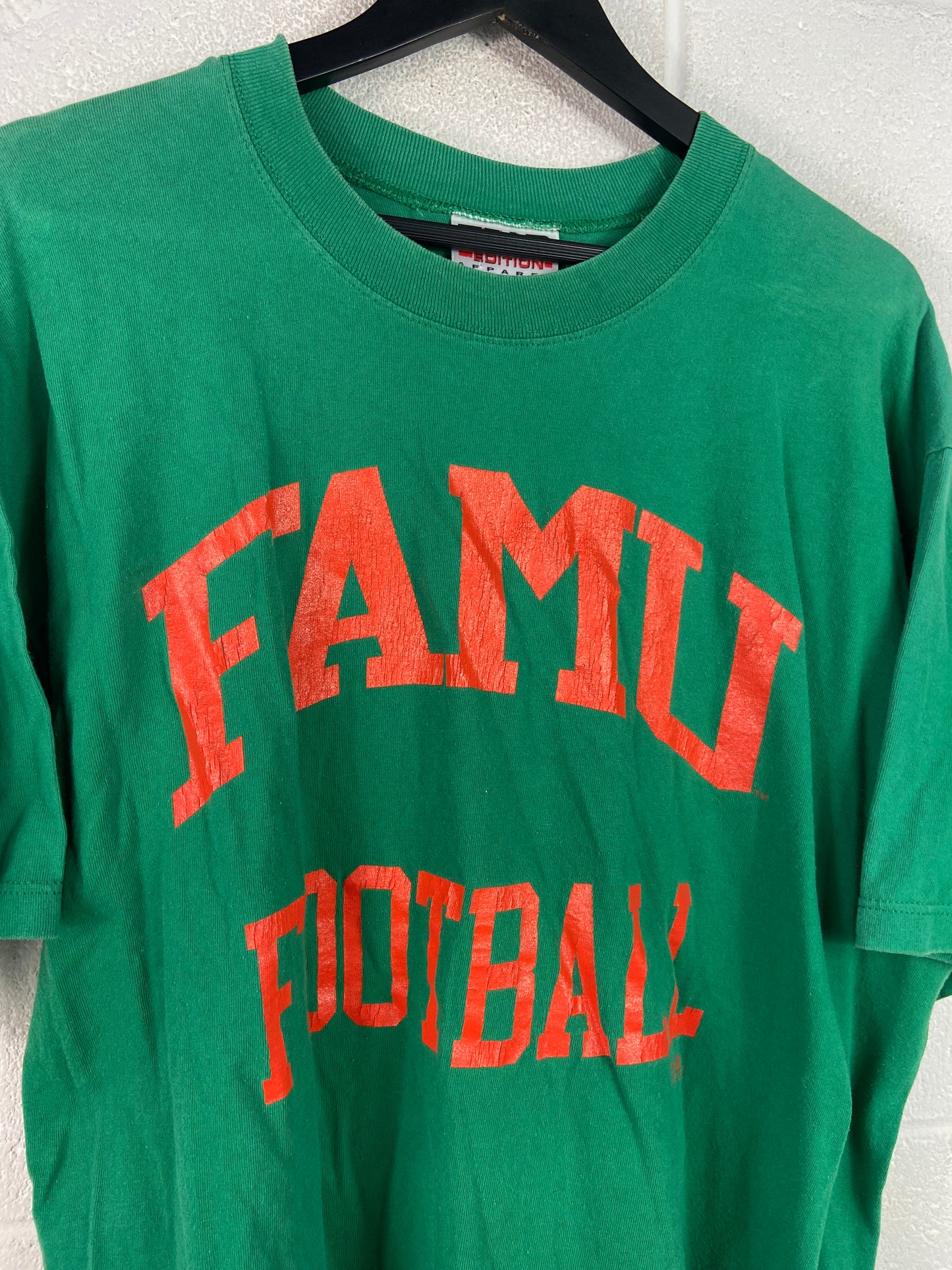 VTG FAMU Football Green Spellout Tee Sz XL