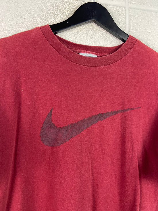 VTG Nike Swoosh Burgundy Logo Tee Sz L/XL