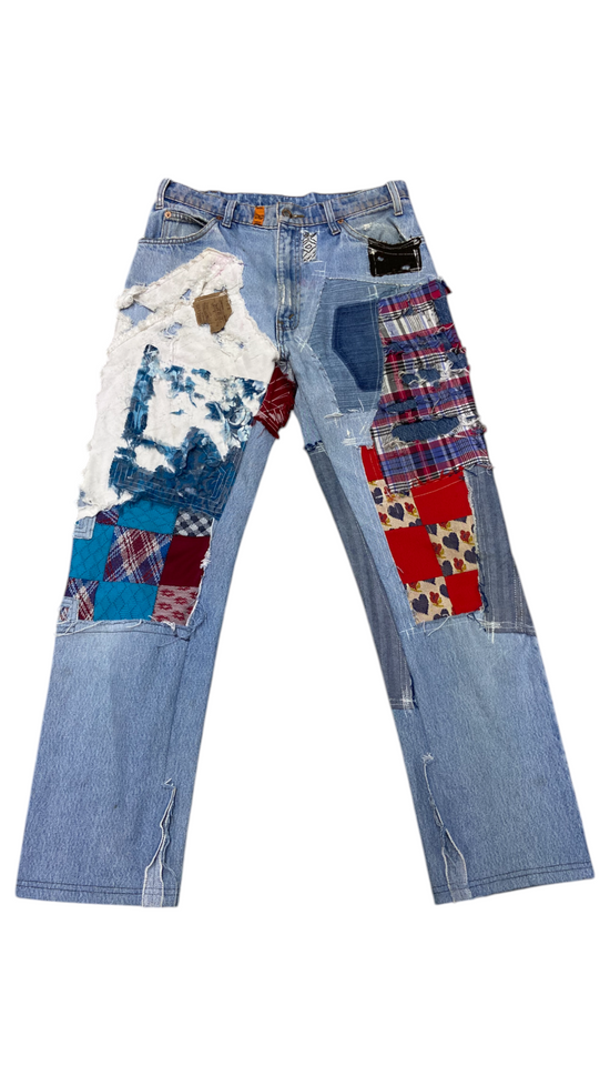 Pocket Nails Reworked Sashiko Patchwork Jeans Sz 32x30