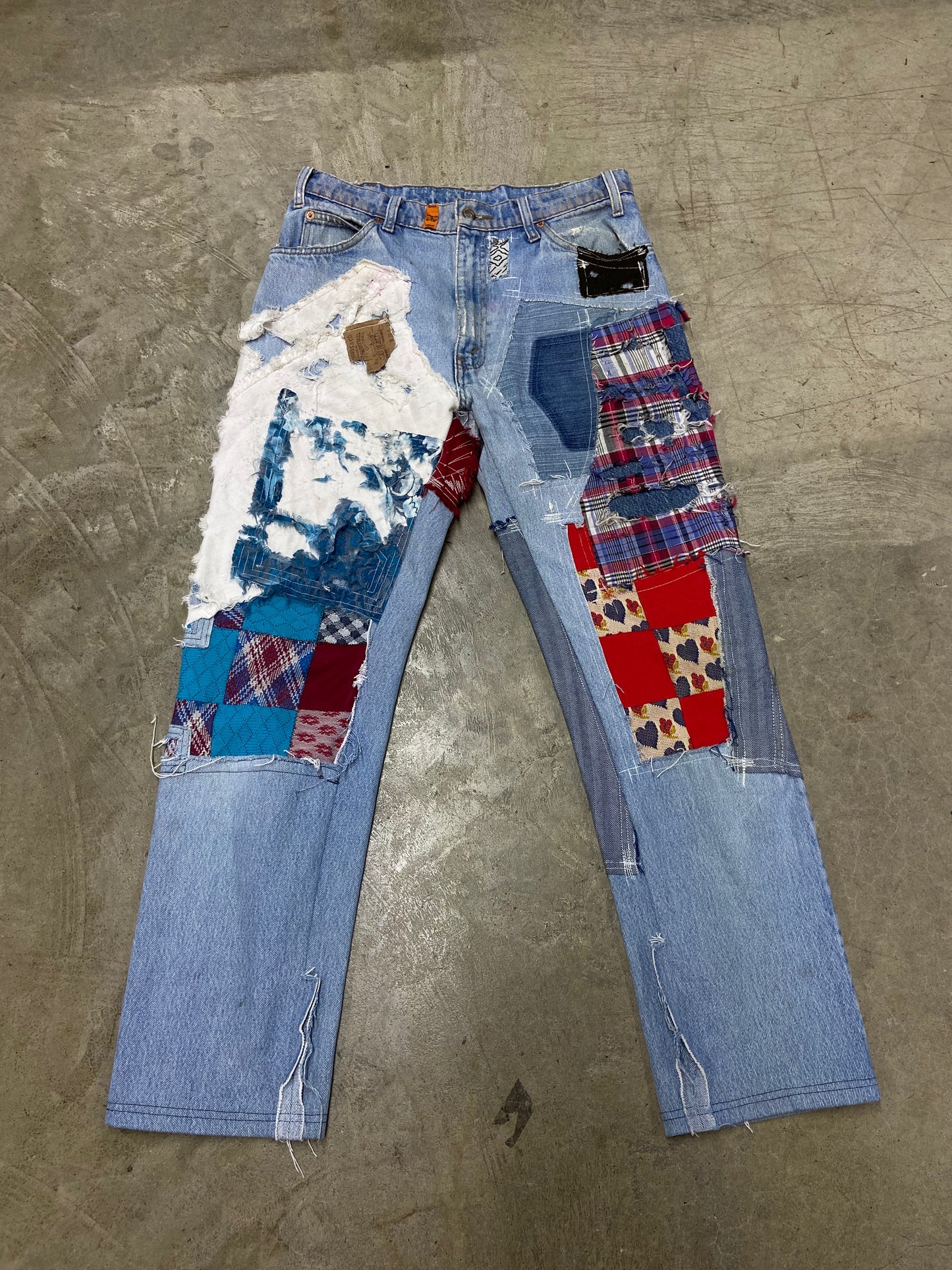 Pocket Nails Reworked Sashiko Patchwork Jeans Sz 32x30