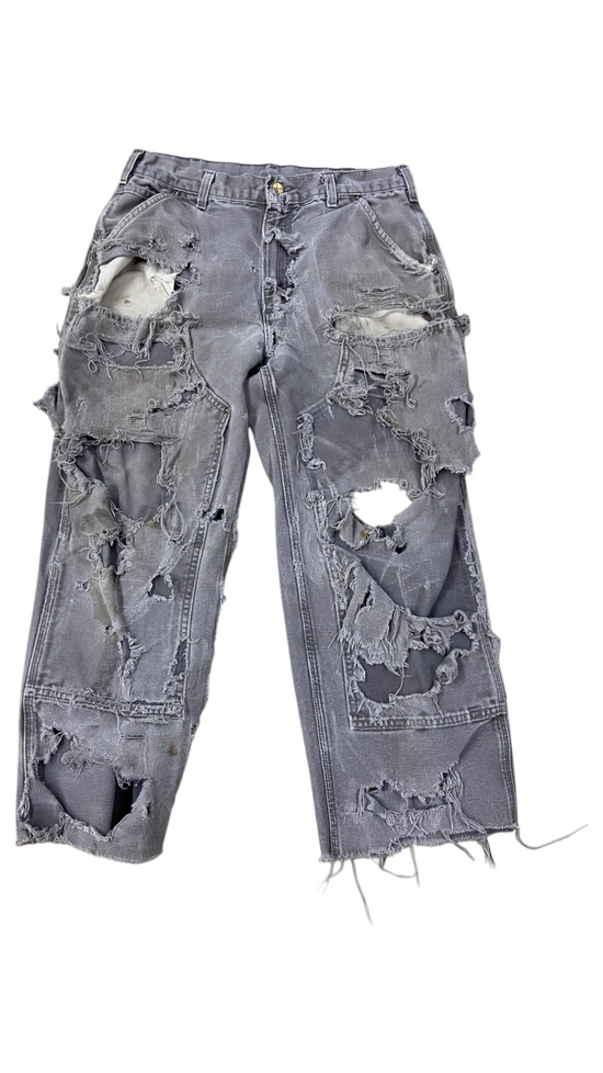 Pocket Nails Grey Distressed Carpenter Pants Sz 32x25