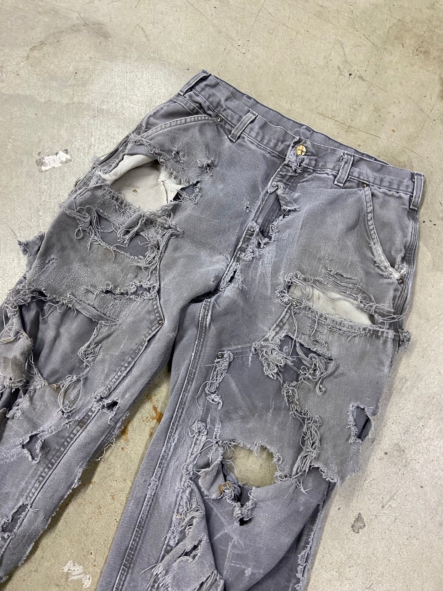 Pocket Nails Grey Distressed Carpenter Pants Sz 32x25