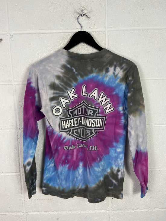 VTG Wmn's Harley Davidson Tie Dye Oak Lawn L/S Shirt Sz M