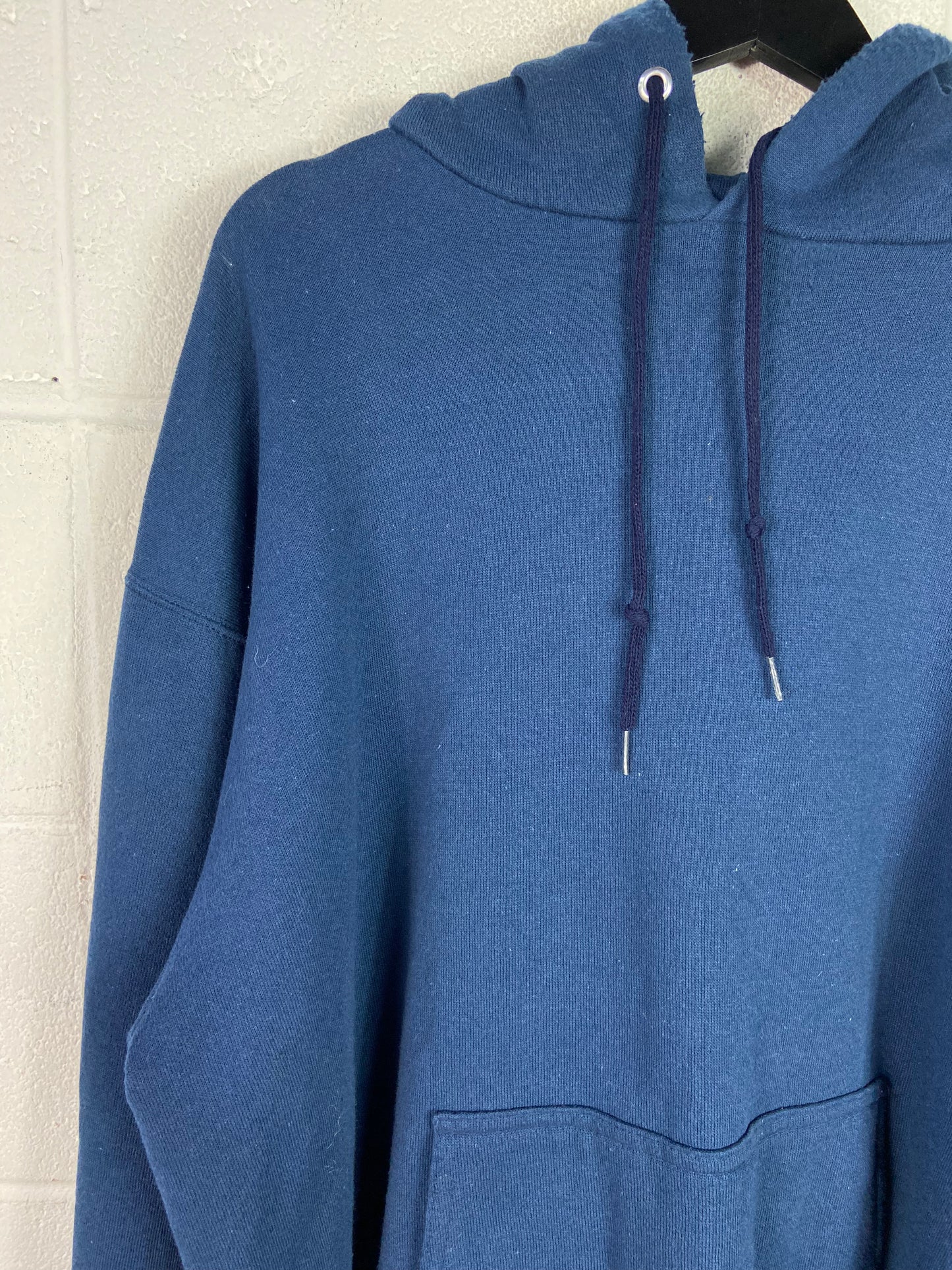 VTG Navy Blue Blank hooded Sweatshirt Sz XL