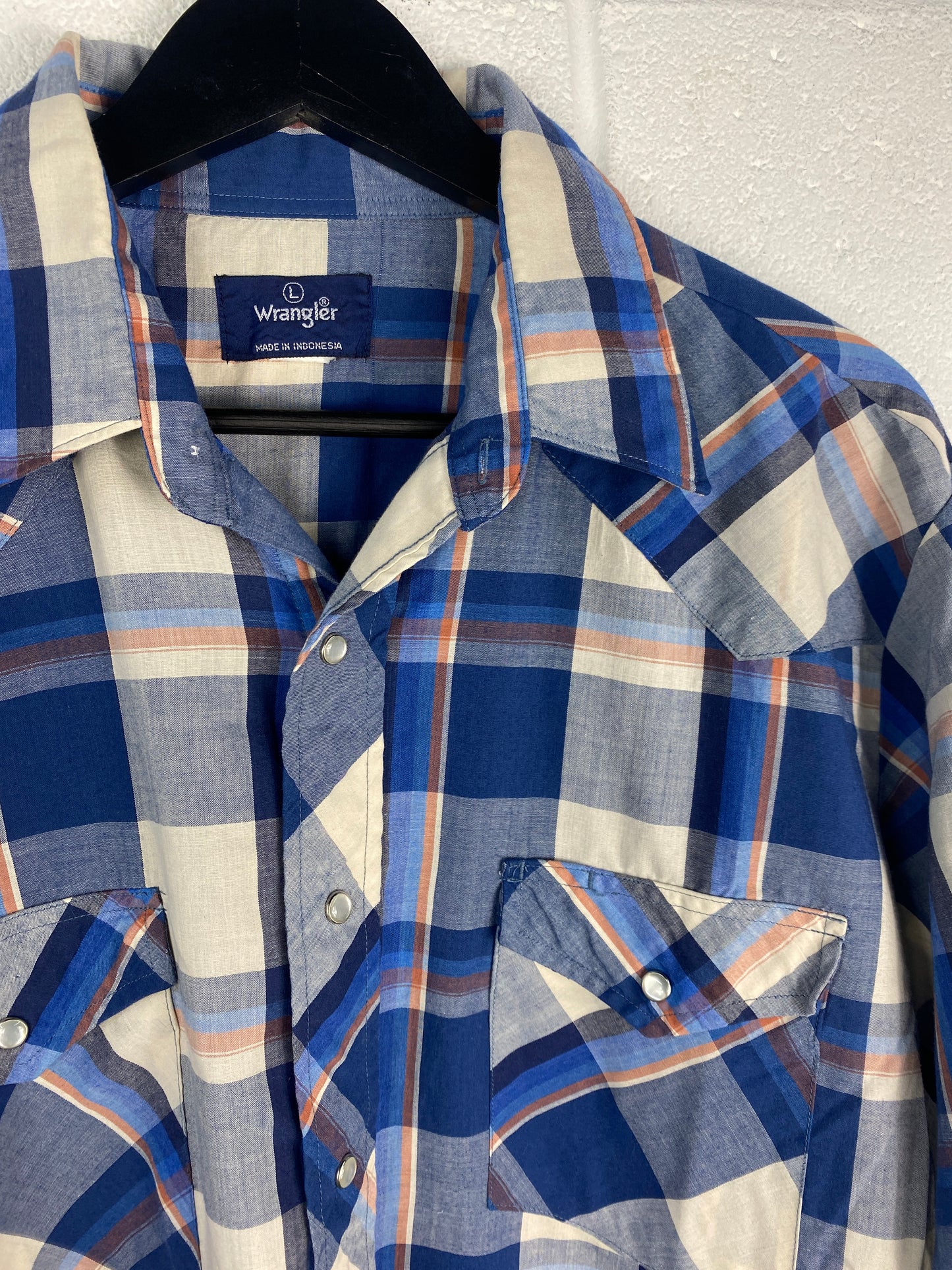 VTG Wrangler Flannel Button Up L/S Shirt Sz L/XL