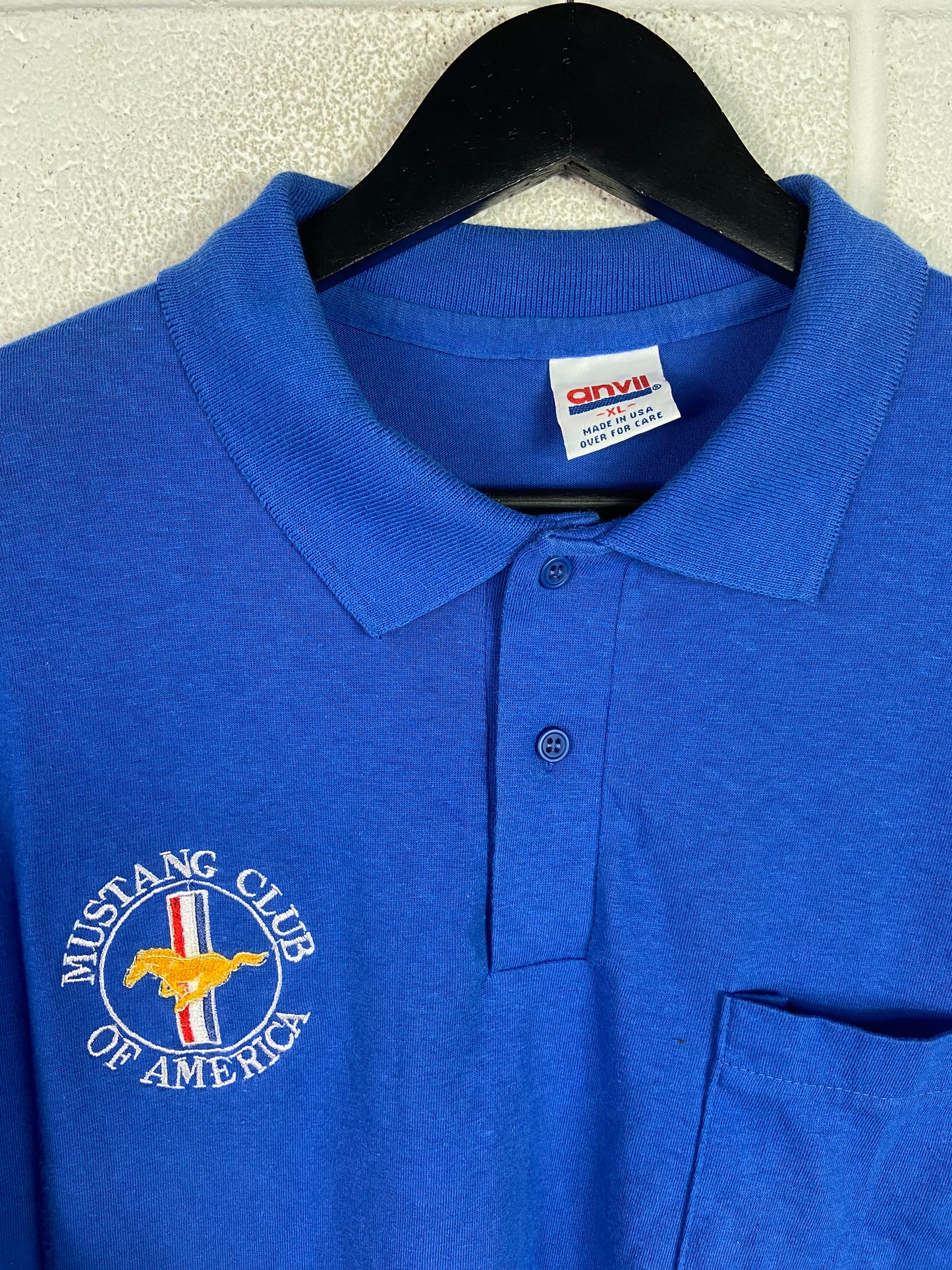 VTG Mustang Club Of America Blue Polo Shirt Sz XL