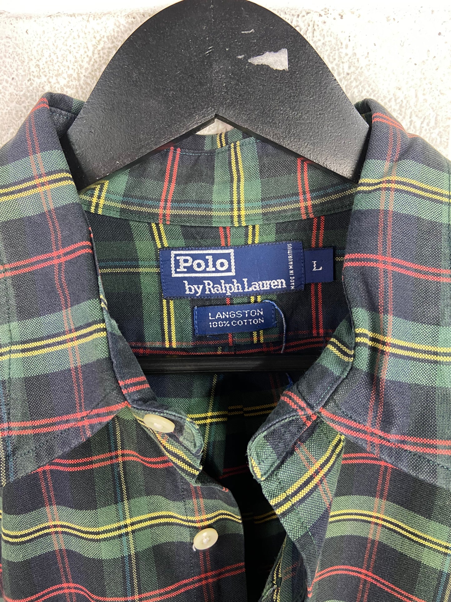 Y2K Polo Plaid Crest Logo Button Up Sz XL