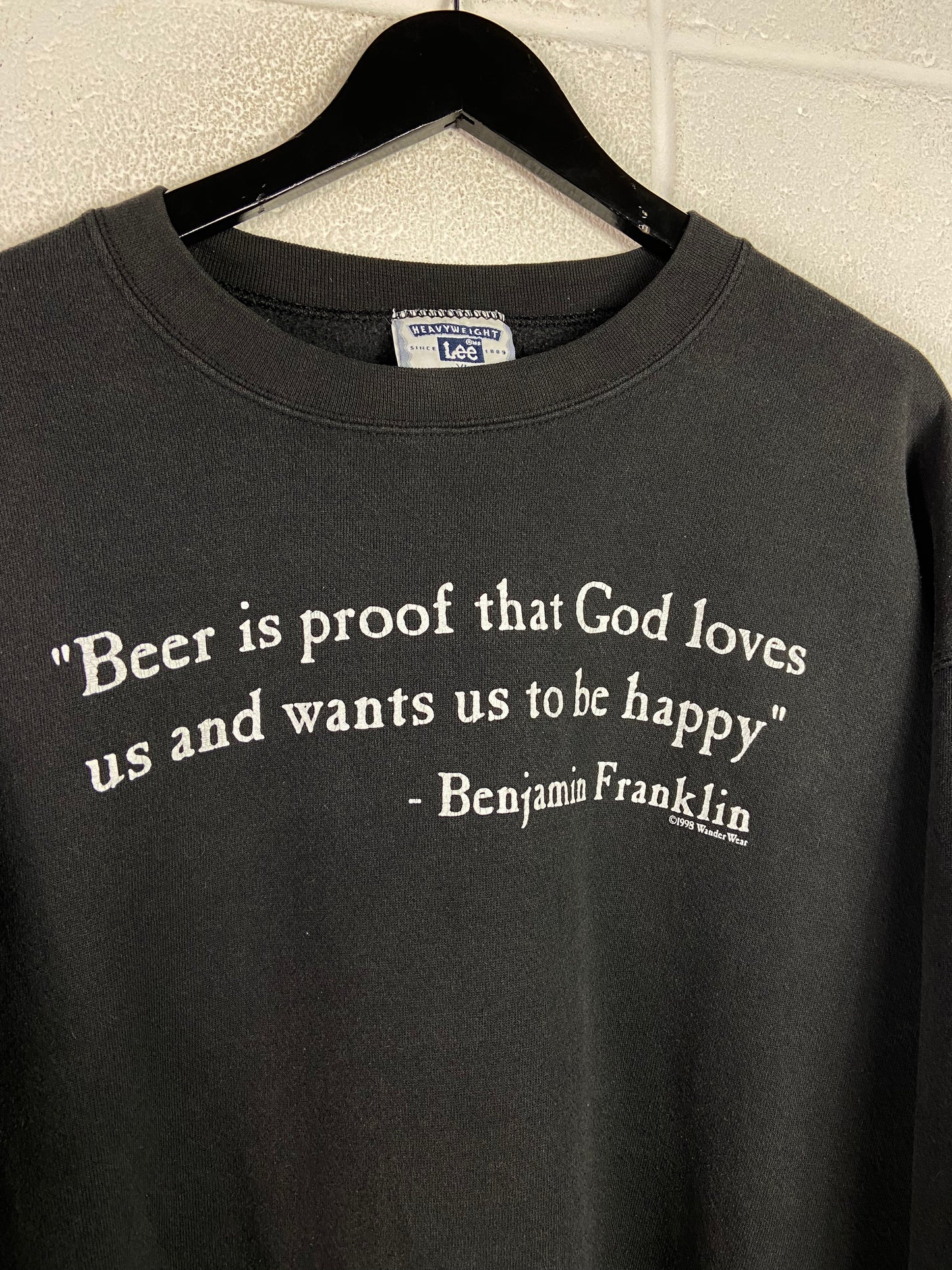 VTG Beer is Proof Ben Franklin Crewneck Sz XL