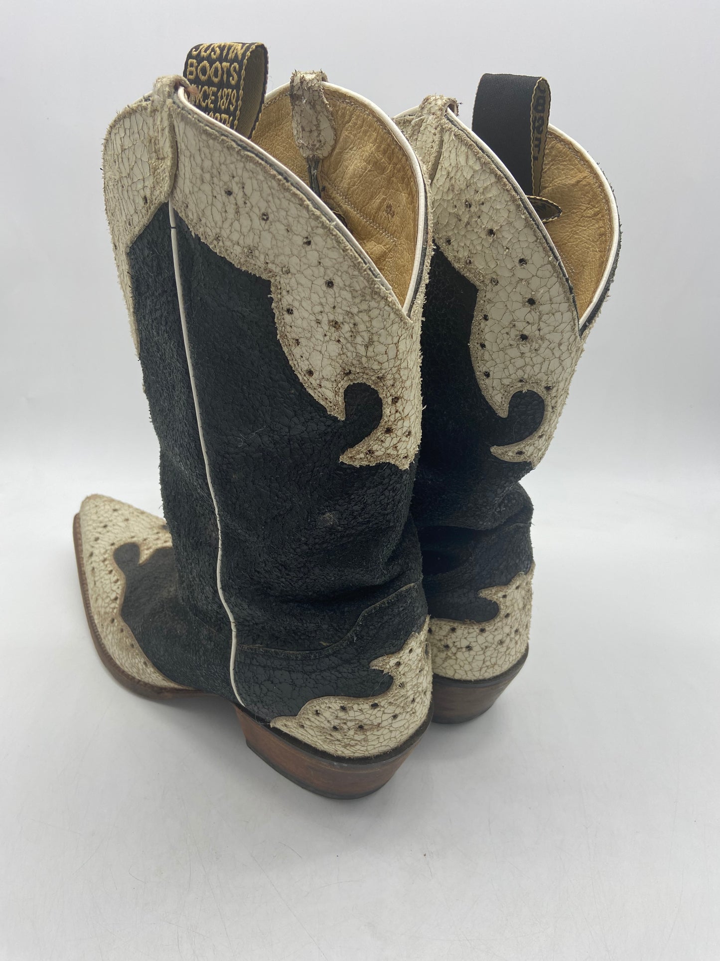 VTG Justin B & W Cowboy Boots Sz 9.5M/11W