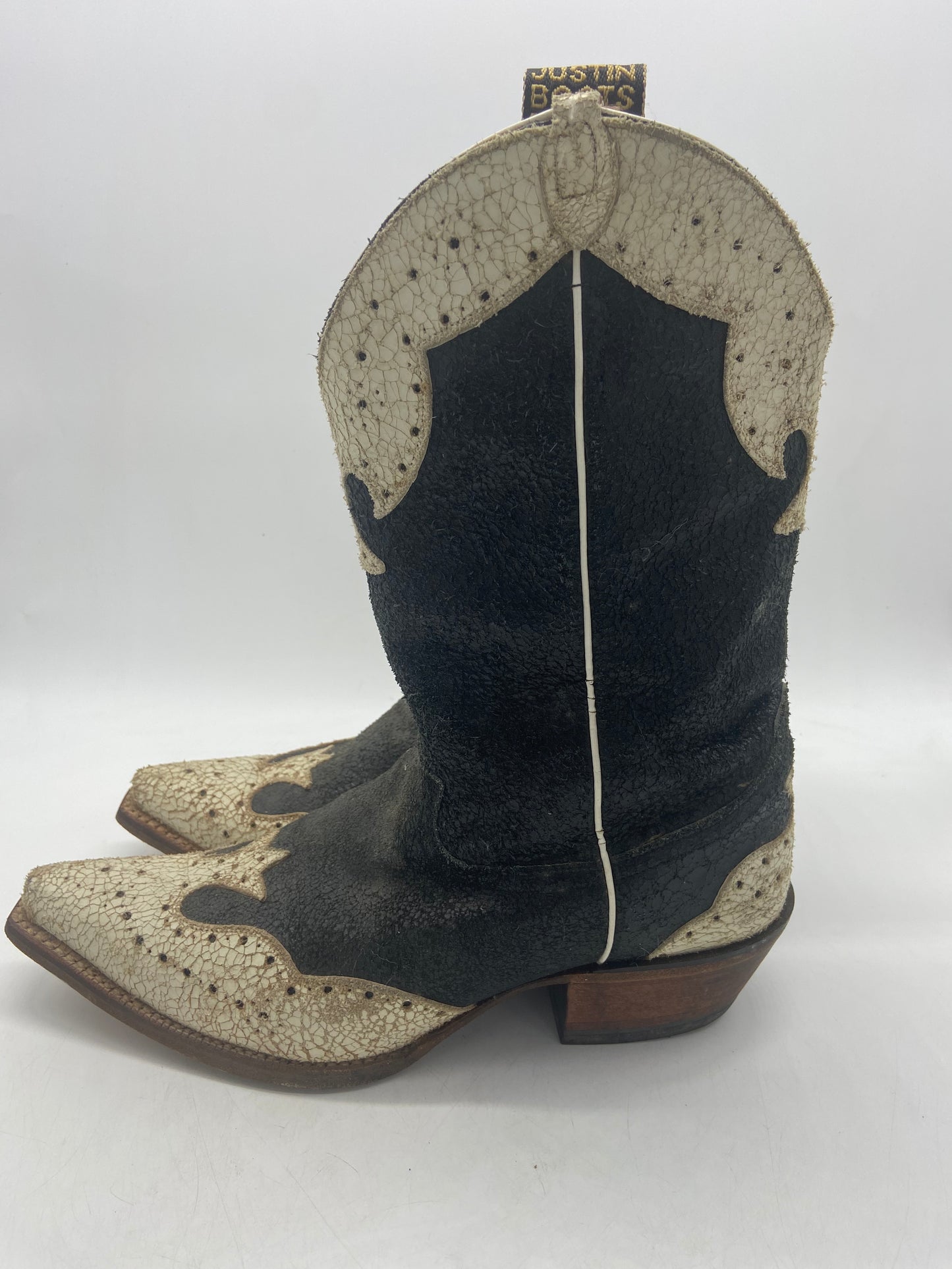 VTG Justin B & W Cowboy Boots Sz 9.5M/11W