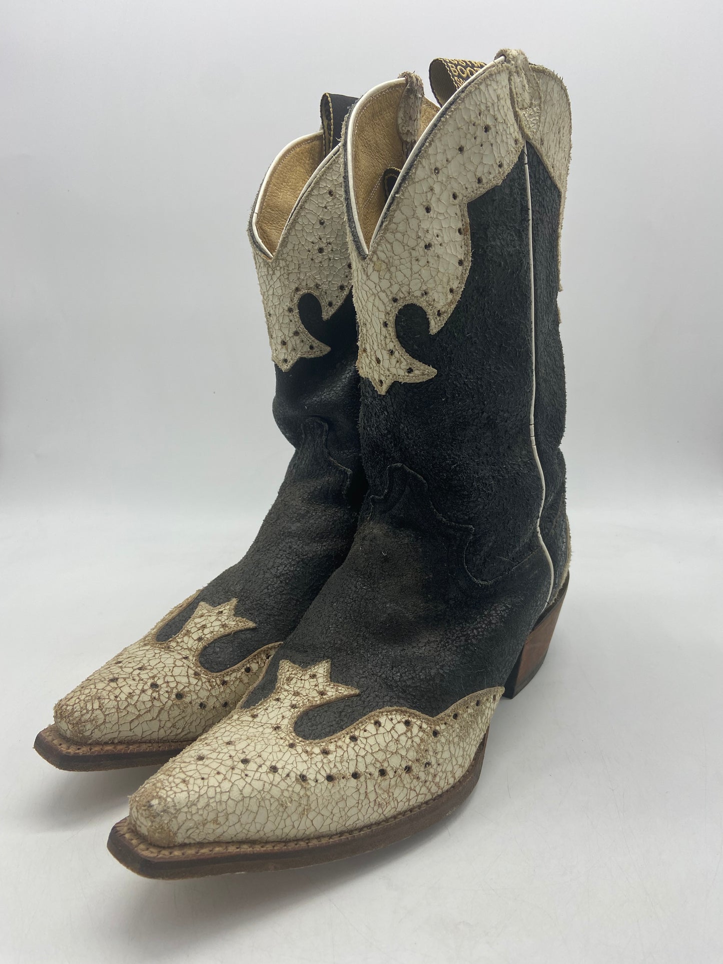 VTG Justin B & W Cowboy Boots Sz 9.5M/11W