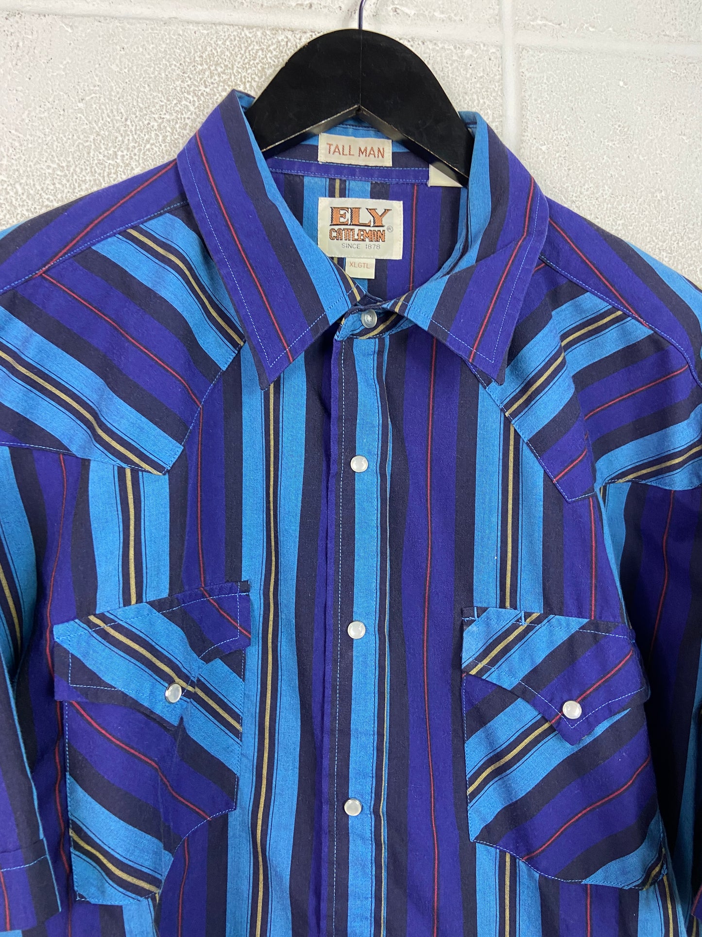 VTG Ely Cattleman Blue Stripe Shirt Sz XL/2XL