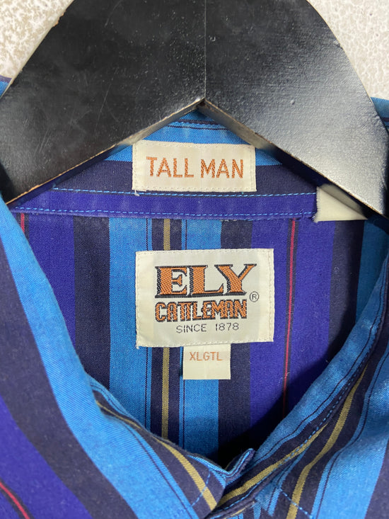 VTG Ely Cattleman Blue Stripe Shirt Sz XL/2XL