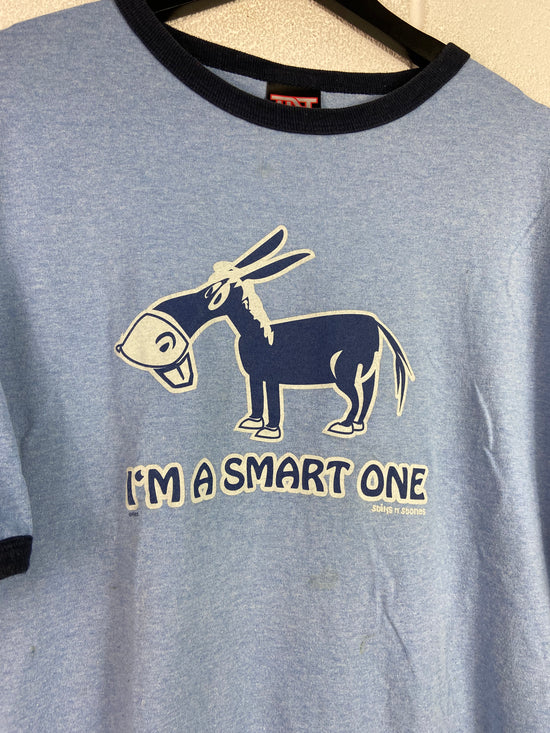 VTG Donkey Im A Smart One Ringer Tee Sz XL