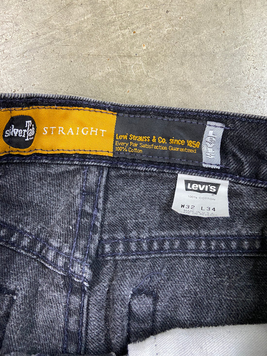 VTG Levis Straight Silvertab Black Denim Jeans Sz 32x34